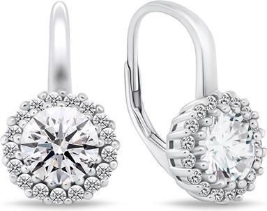 Brilio Silver - Charming silver earrings with clear zircons EA746W