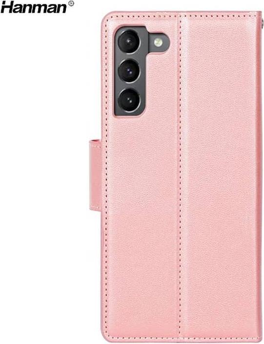 Image du produit Hanman Samsung Galaxy A50 (2019) - Étui à clapet en métal avec 3 fentes pour cartes, or rose (Samsung Galaxy A50)