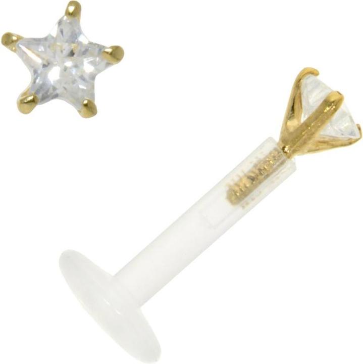 Bijouteria Piercing (Bioplast, Gold 18K, Zirkonia)