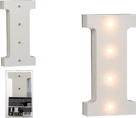 Actual product image Ootb Illuminated wooden letter I, with 4 LEDs, approx. 16 cm