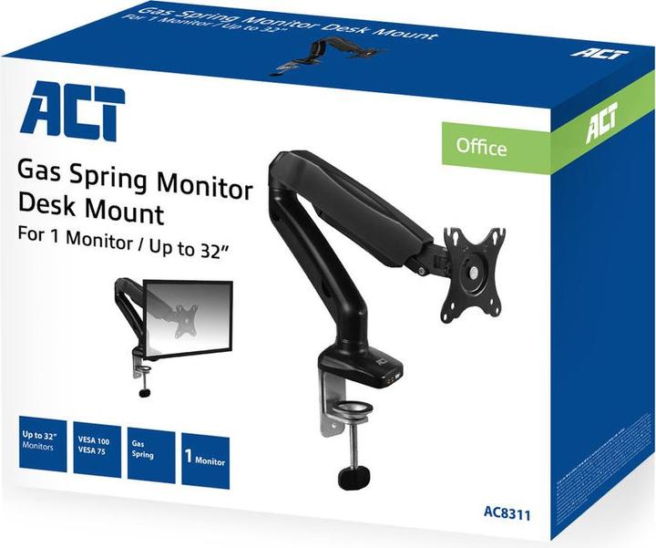 Productafbeelding Monitor bureausteun, 1 scherm tot 32", gasveer (Tabel, 32")