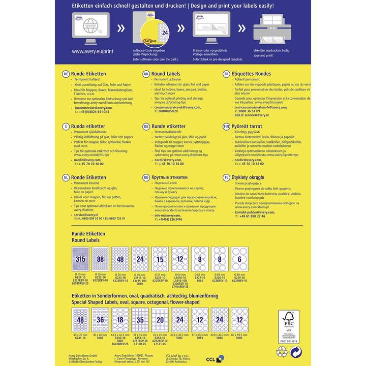 Actual product image Avery Round labels