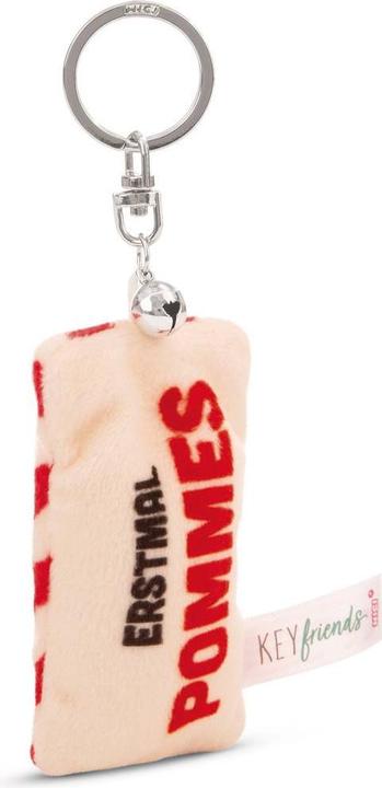 Magni NICI Schlüsselanhänger Mini Plüschkissen Erstmal Pommes mit Glöckchen 8cm