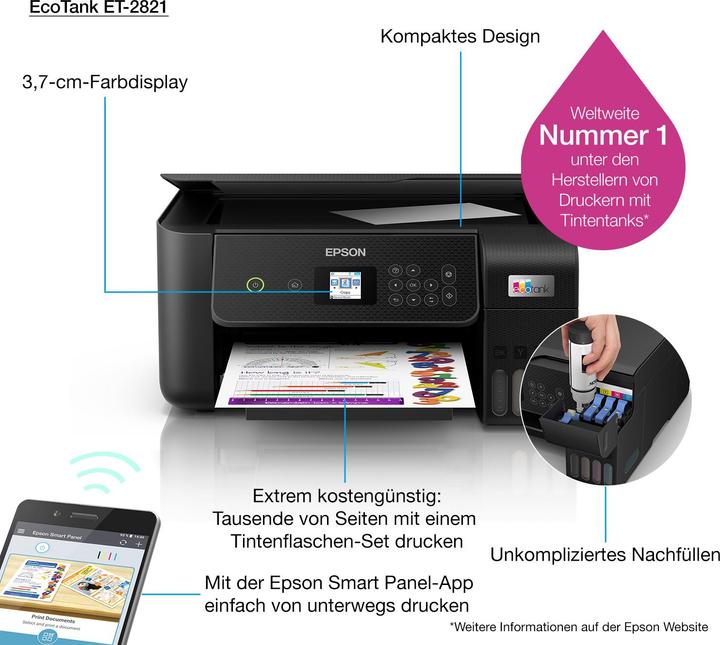 Image du produit Epson EcoTank ET-2821 (Réservoir d'encre, Couleur)