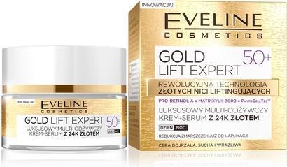 Eveline Gold Lift Expert 50+ Luxurious Multi-Nourishing Cream-Serum From 24K Gold Day/Night 50Ml (50 ml)