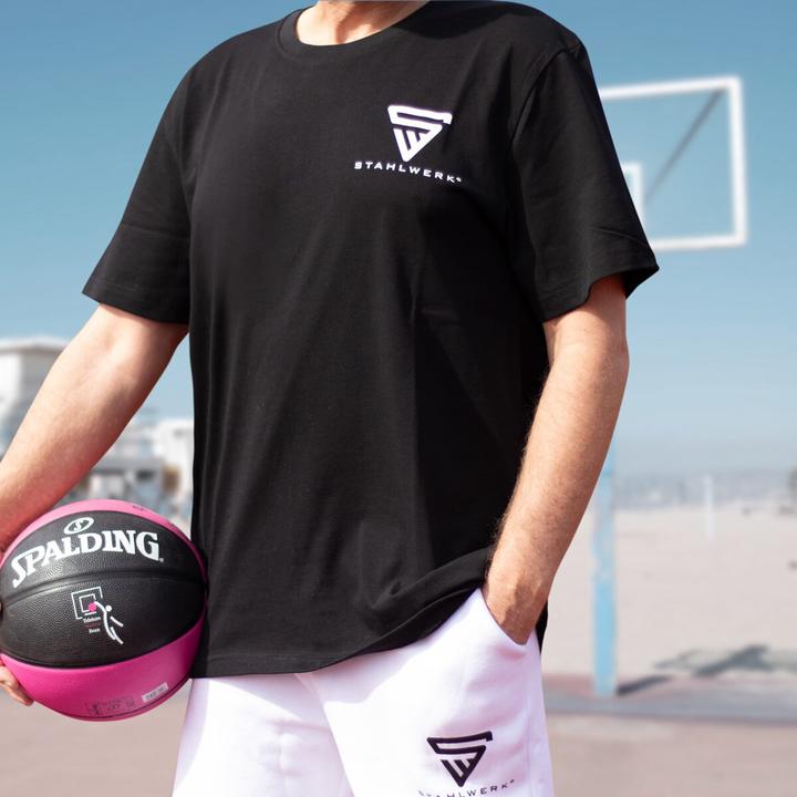 Immagine prodotto Stahlwerk T-shirt nera Taglia XXL Camicia a maniche corte con stampa del logo 100% cotone (XXL)
