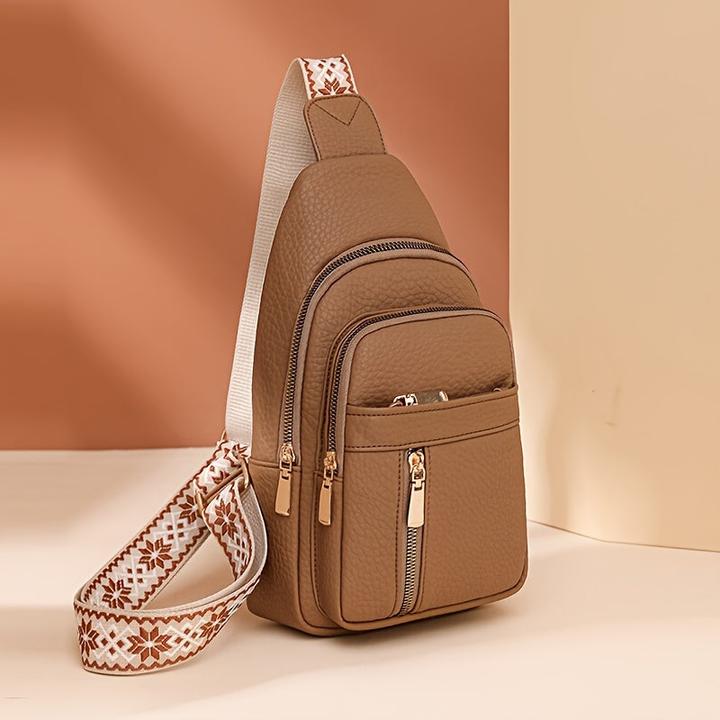 Immagine prodotto Only-Bags.Store Borsa da petto vintage con tasche multiple e chiusura a zip, borsa a tracolla casual sportiva