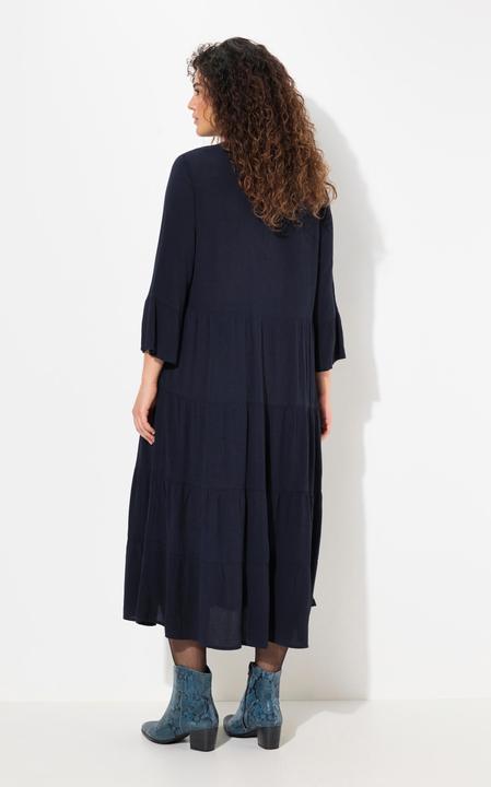 Produktbild Ulla Popken Kleid, A-Linie, Tunika-Ausschnitt, 3/4-Volantarm (56)