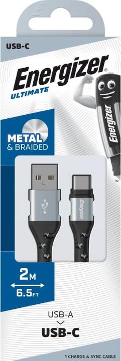 Actual product image Energizer Metal / braided nylon cable - USB-C - 2 m, silver (2 m)