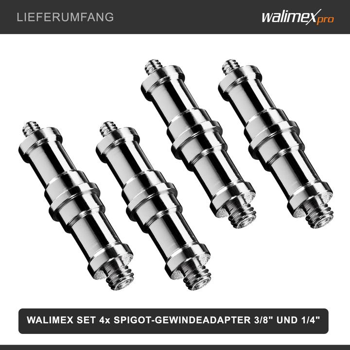 Image du produit Walimex 4x Vis Adaptateur Convertisseur Spigot 3/8“ - ¼“ Raccord Trépied Photo (Adaptateur pour pied)