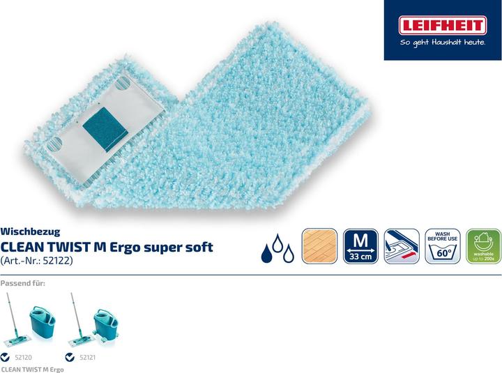 Produktbild Leifheit 2er Set Wischbezug CLEAN TWIST M Ergo super soft (2 Stk.)