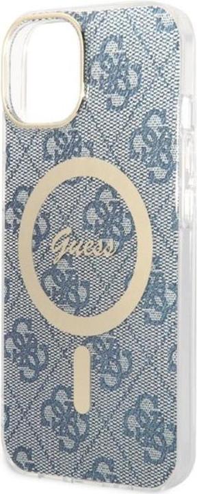 Image du produit Guess Zestaw GUBPP14SH4EACSB Etui+ chargeur iPhone 14 6,1" niebieski/blue hard case 4G Print MagSafe (Apple iPhone 14, Apple iPhone 13)