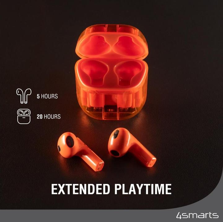 Actual product image 4smarts TWS Bluetooth Headphones SkyBuds Lucid orange (NC, 25 h, Wireless)