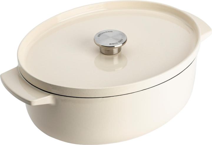 KitchenAid braadpan 30cm - gemailleerd gietijzer - amandel wit - ovaal (30 cm, Bräter + Schmortopf, Gusseisen)
