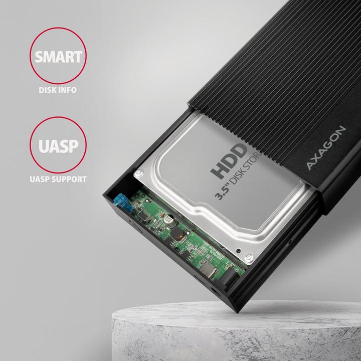 Produktbild Axagon EE35-GTR, USB-C - SATA 3.5" RIBBED box, ÄernÃ½ (3.5")