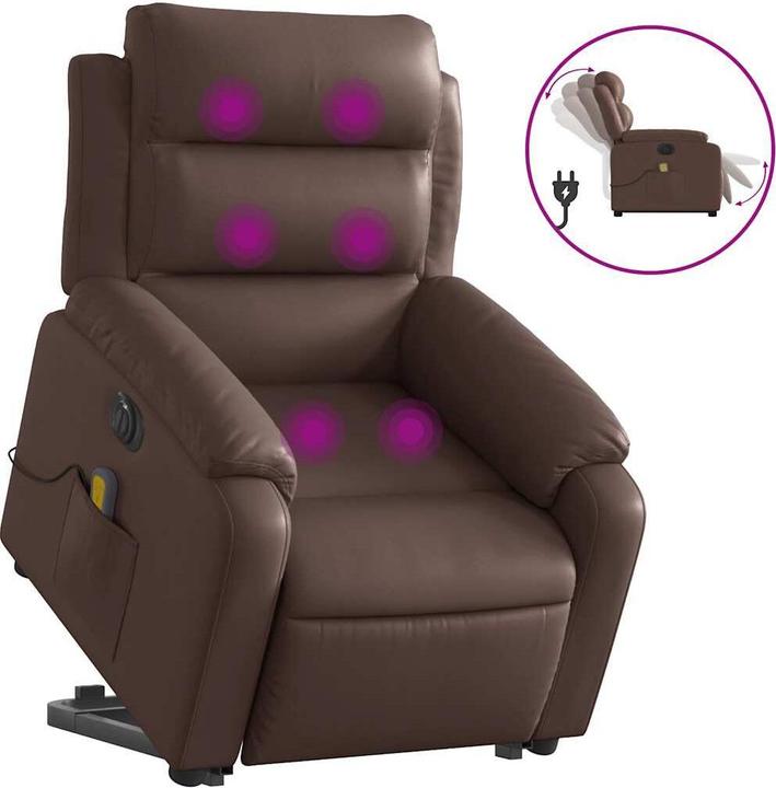 Actual product image VidaXL Massage armchair electric stand-up aid recliner armchair armchair brown imitation leather