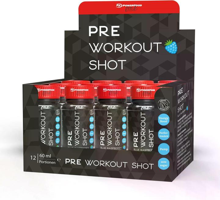 PowerFood One Pre-Workout Shot (Brombeere, 12 x)