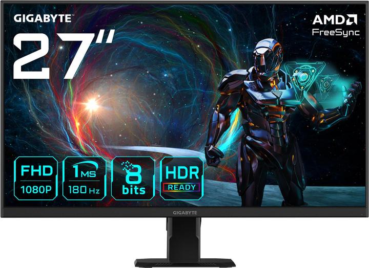 Actual product image Gigabyte GS27FA 27" FHD Gaming Monitor - 1920 x 1080, 180Hz, 1ms, 300 cd/m², FreeSync, HDR Ready, HDMI 2.0, D (1920 x 1080 pixels, 27")