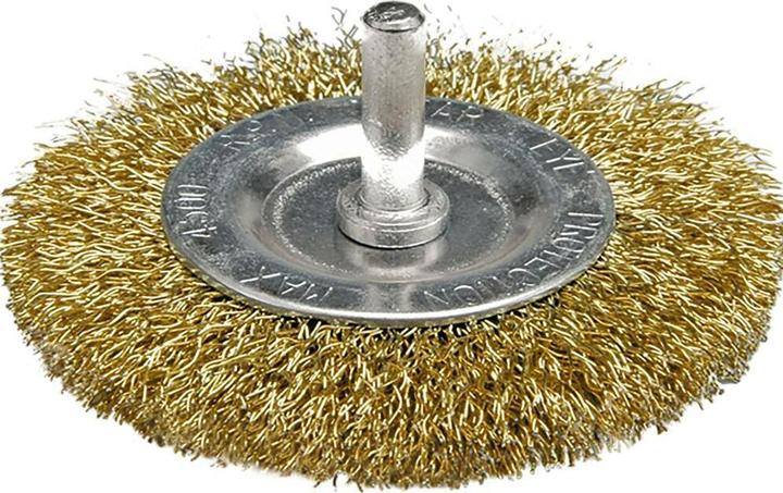 Actual product image Toya VOREL 100 mm disc brush with mandrel, notched wire 06986