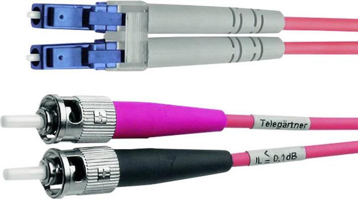 Produktbild Telegärtner LWL Anschlusskabel Glasfaser (1x ST Stecker 1x LC Stecker) 50/125 µ Multimode OM3 1.00 m (CAT7, 1 m)