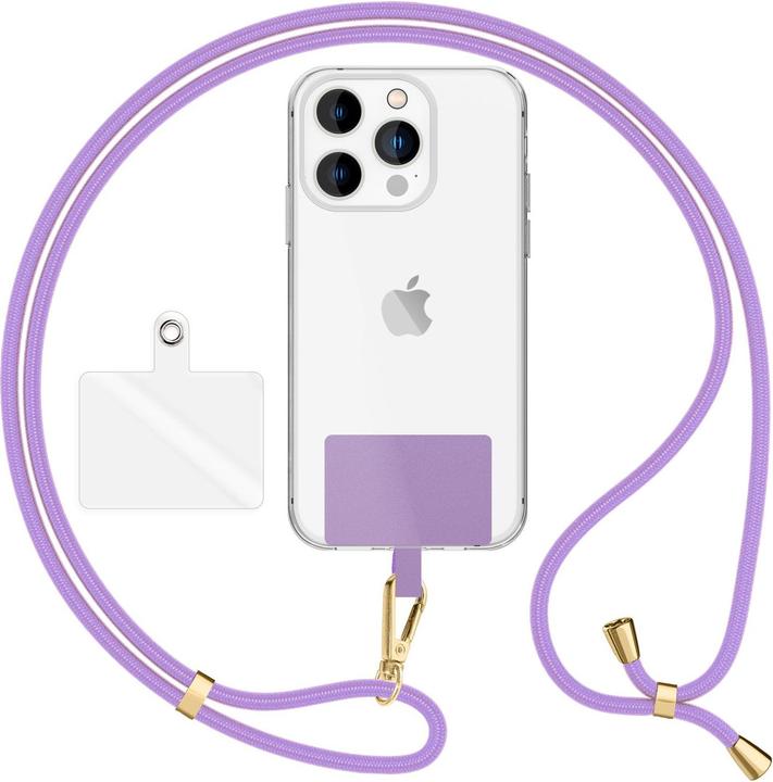 Produktbild Nalia Handyband + Pad für Hülle zum Umhängen, Karabinerhaken Anhänger aus Metall (gold)