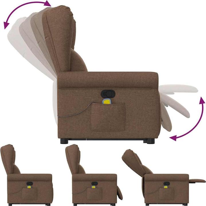 Immagine prodotto VidaXL Poltrona massaggiante con ausilio stand-up in tessuto marrone