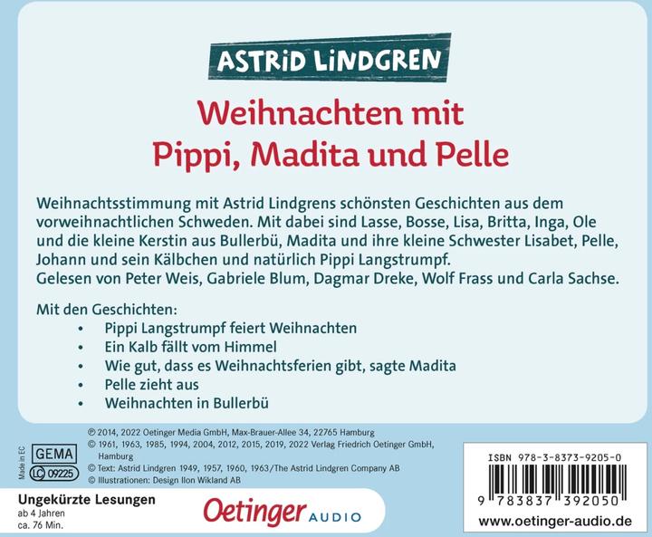 Produktbild Weihnachten mit Pippi, Madita und Pelle (Katrin Engelking, Astrid Lindgren, Deutsch)