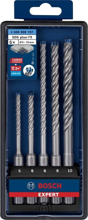 Actual product image Bosch Professional Zubehör EXPERT SDS plus-7X hammer drill bit set, 5/6/6/8/10 mm, 5 pcs. (5, 6, 8, 10 mm)