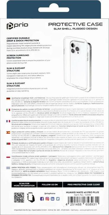 Image du produit prio Housse de protection pour Huawei Mate 40 Pro Plus clair (Huawei Mate 40 Pro+)