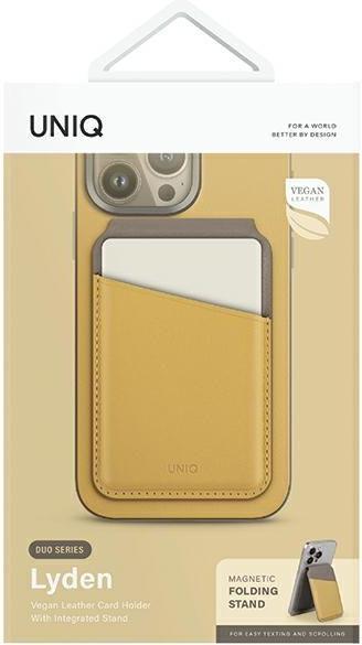 Actual product image Uniq Lyden DS magnetyczny portfel RFID i stojak na telefon żółto-szary/canary yellow-flint grey