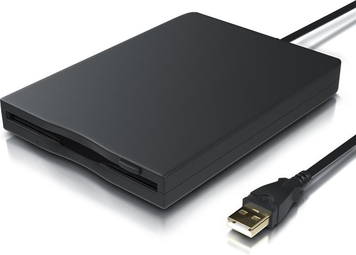 CSL USB Diskettenlaufwerk extern, USB Floppy Laufwerk FDD 1,44MB (3,5) für PC & MAC, schwarz (Floppy Disk Laufwerk)