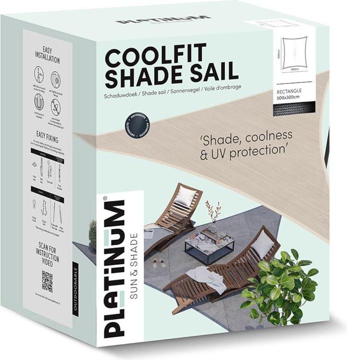 Produktbild Platinum Coolfit Sonnensegel rechteckig, grau Bezug aus 285g/m² Polyethylen (HDPE), 300x500 cm (300 x 500 cm)