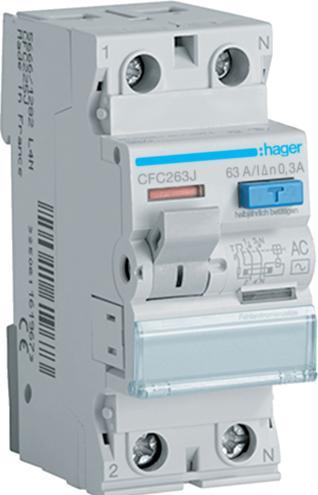 Hager 2P 63A 0,3A RCD Typ AC (CFC263J)