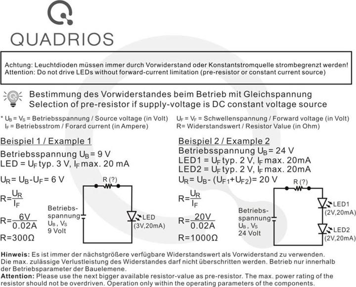 Produktbild Quadrios LED-Sortiment Rot, Grün, Gelb, Blau, Kaltweiss, Warmweiss 20 m