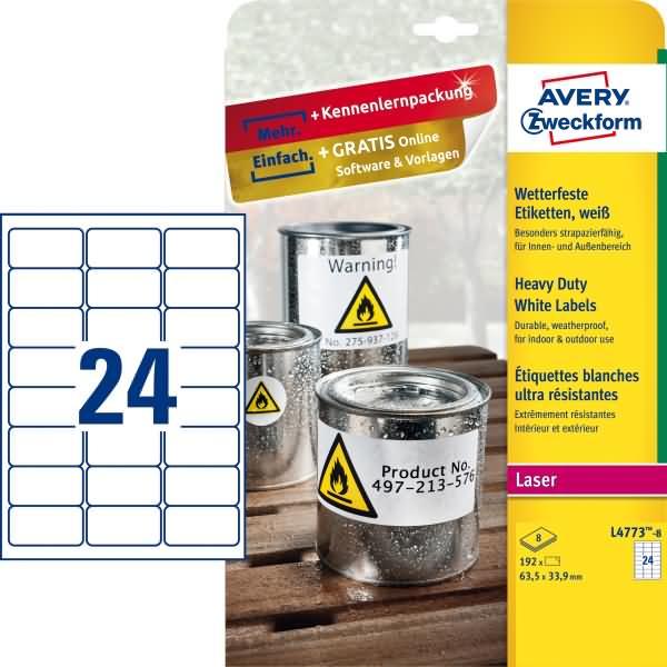 Image du produit Avery étiquettes résistantes aux intempéries