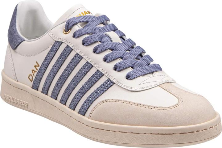 Dsquared2 boxer sneakers in leather and suede color milk and blue (42)