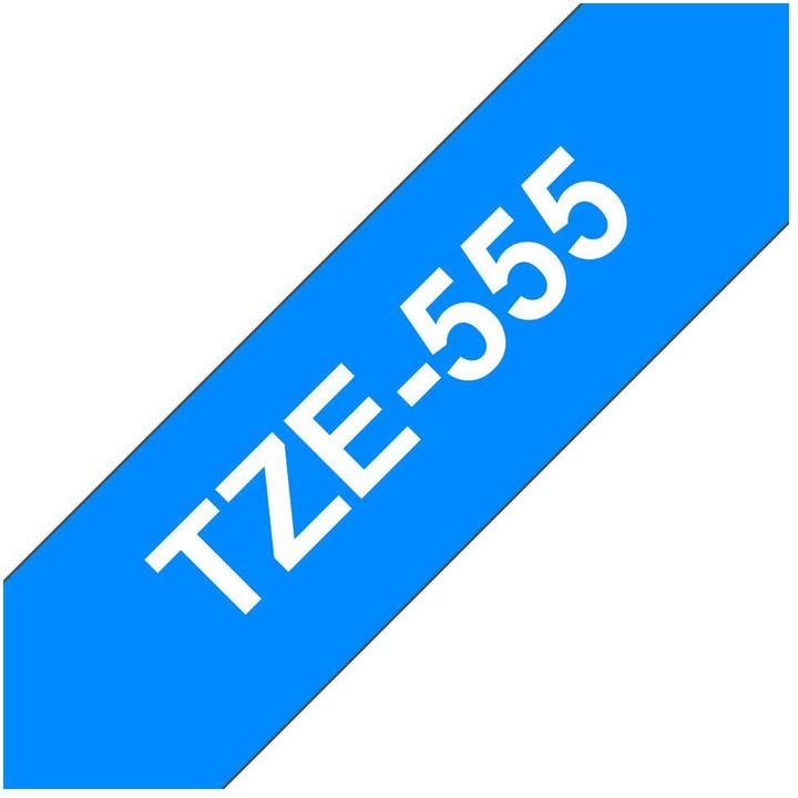 Actual product image Brother Tze-555 (2.40 cm, Blue, White)