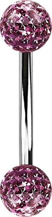Star Piercing Banane silber mit zwei Kristall Kugeln hellviolett Epoxy Schutzschicht (Chirurgenstahl 316L)