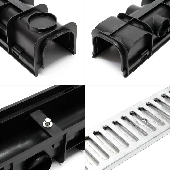 Produktbild Wiltec Entwässerungsrinne 3x1mm Abdeckrost 1,5t verzinkt Ablaufrinne Abwasserrinne