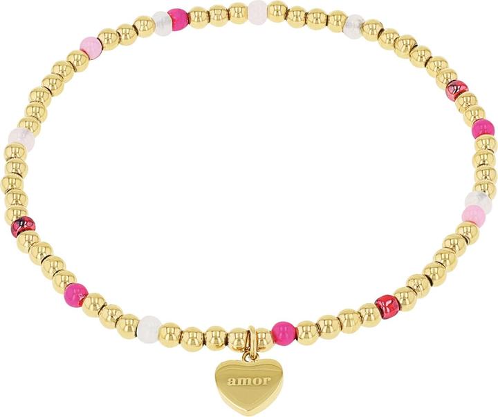 Amor Armschmuck für Damen, Edelstahl, Glas, Schmuckstein synth. | Herz (17 cm, Edelstahl)
