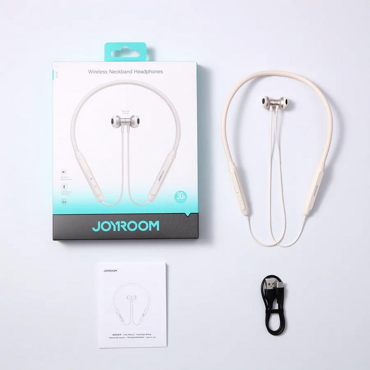 Productafbeelding Joyroom Magnetische Bluetooth koptelefoon Sport nekband oordopjes 14,2mm - Wit (ANC, 30 h, Draadloze)