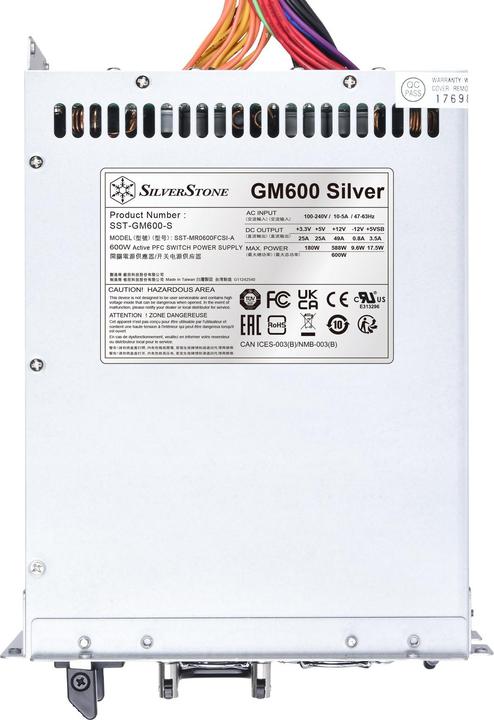 Image du produit Silverstone SST-GM600S - Mini-alimentation redondante Cybenetics Silver, 600W (600 W)