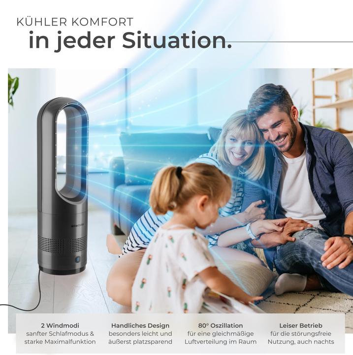 Actual product image tectake Tower Fan Polar, 80° oscillation, incl. timer (55 dB)