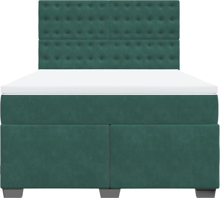 Image du produit VidaXL Boxspring Lit Lit capitonné avec matelas Vert foncé 140x200cm Velours (140 x 200, 140 x 200)