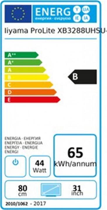 Energie-Label iiyama ProLite XB3288UHSU-B1 (3840 x 2160 Pixel, 32")
