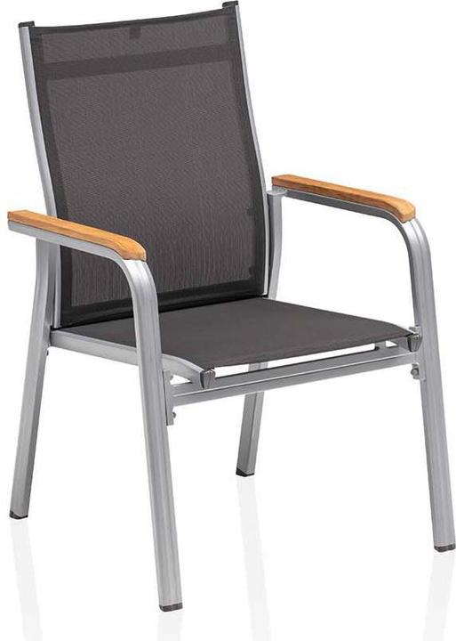 Kettler Granada Stapelsessel zerlegt Aluminium/Outdoorgewebe Teak Armlehnen