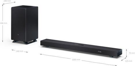Actual product image Sharp Speakers HT-SBW53121(BK) Q 3.1.2 Dolby Atmos/ DTS:X Soundbar with Wireless Subwoofer, Black | (360 W, 3.1 Channel)