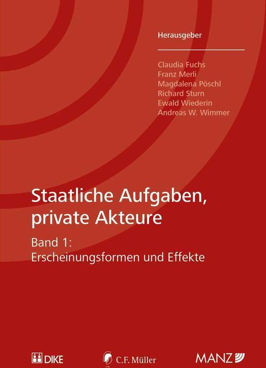 Produktbild DiKE Staatliche Aufgaben, private Akteure (Deutsch, Magadalena Pöschl, Franz Merli, Claudia Fuchs, Richard Sturn, 2015)