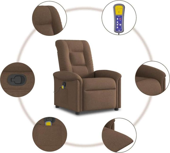 Produktbild VidaXL Massagesessel Braun Stoff Massage TV-Sessel Sessel mit Massagefunktion