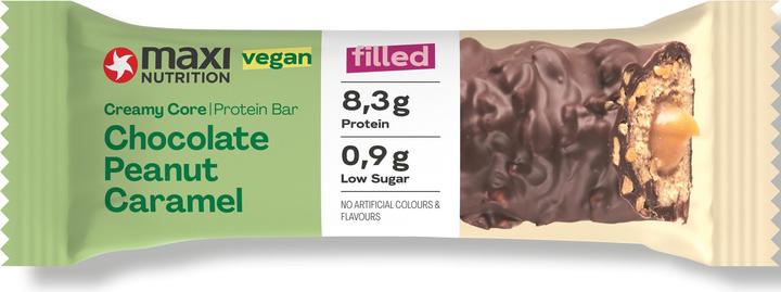 Actual product image Maxi Nutrition MAXI N. Protein Bar 125350 Peanut Caramel Vegan 12x45g (Chocolate, Groundnut, Caramel, 12 pcs., 670 g)